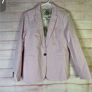 J. Crew Parke NWT Pink White Striped‎ Seersucker Blazer Size 10